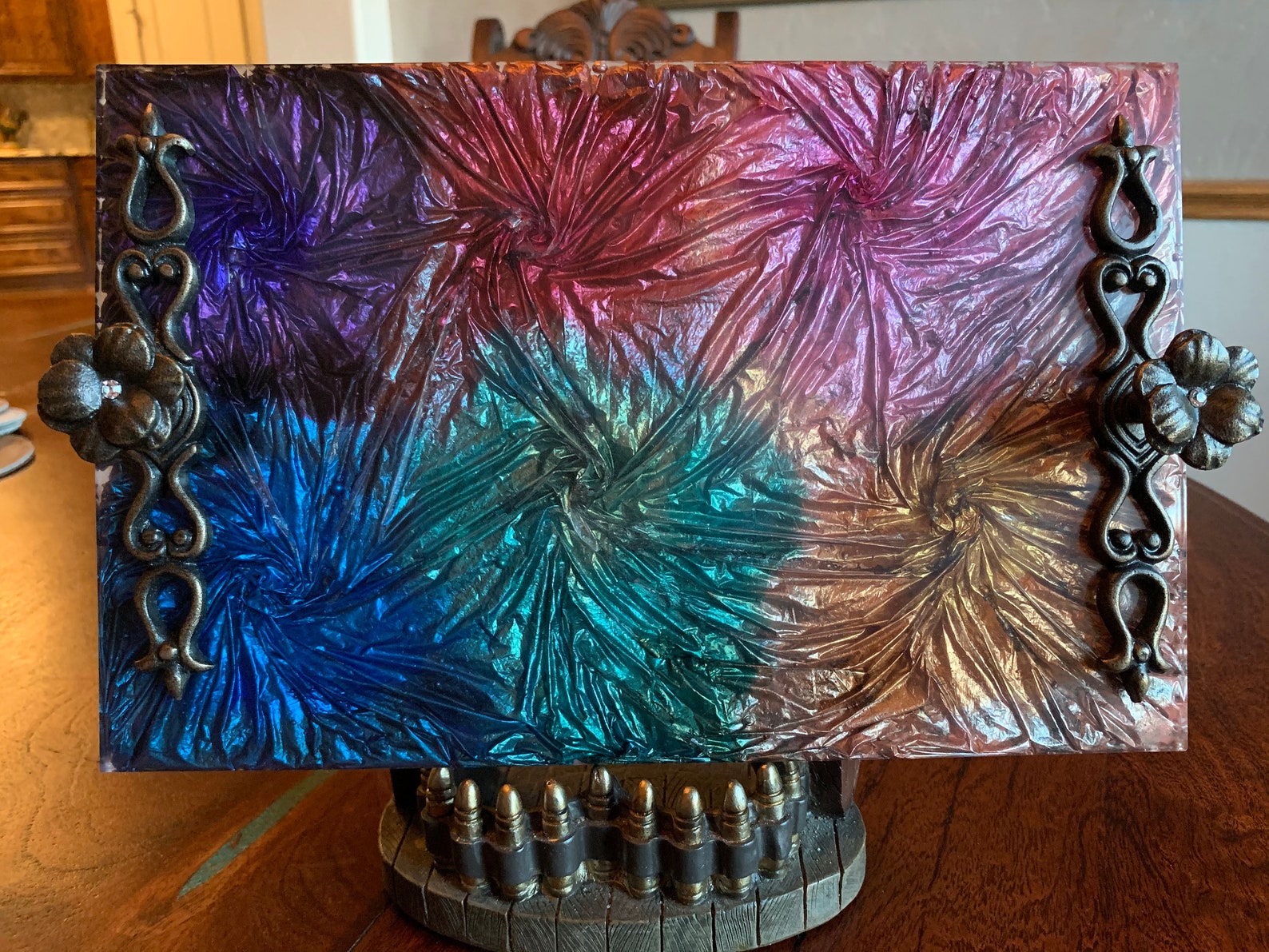 Beautiful Crushed Velvet Tray with Handles Charcuterie Etsy