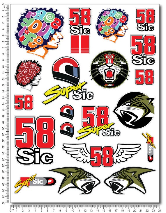 Marco Simoncelli Super Sic 58 Motogp Motorcycle Stickers Etsy