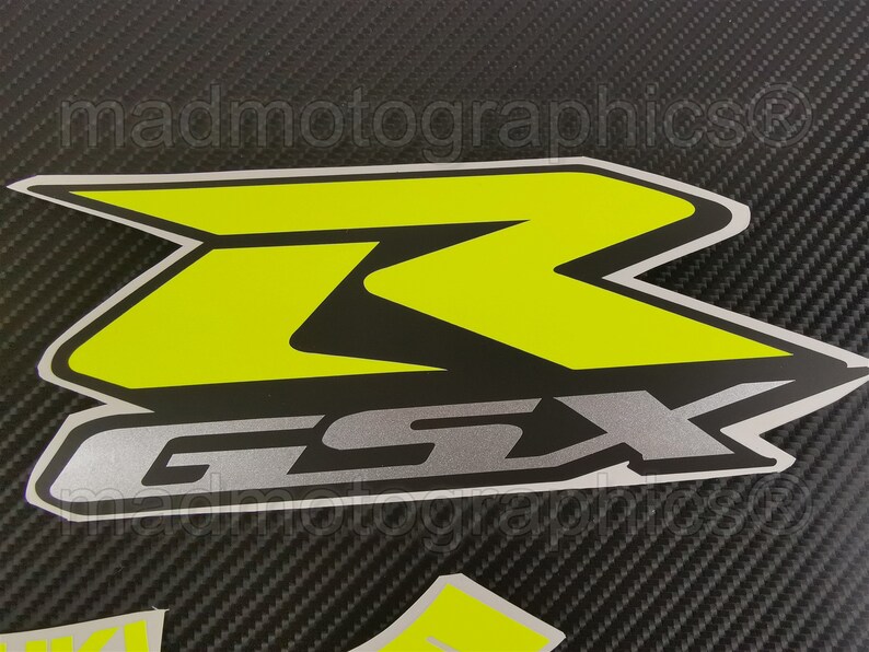 Suzuki GSX-R 600 750 1000 Fairing Bike Stickers decals set graphics set for gsxr Fluorescent Neon Yellow image