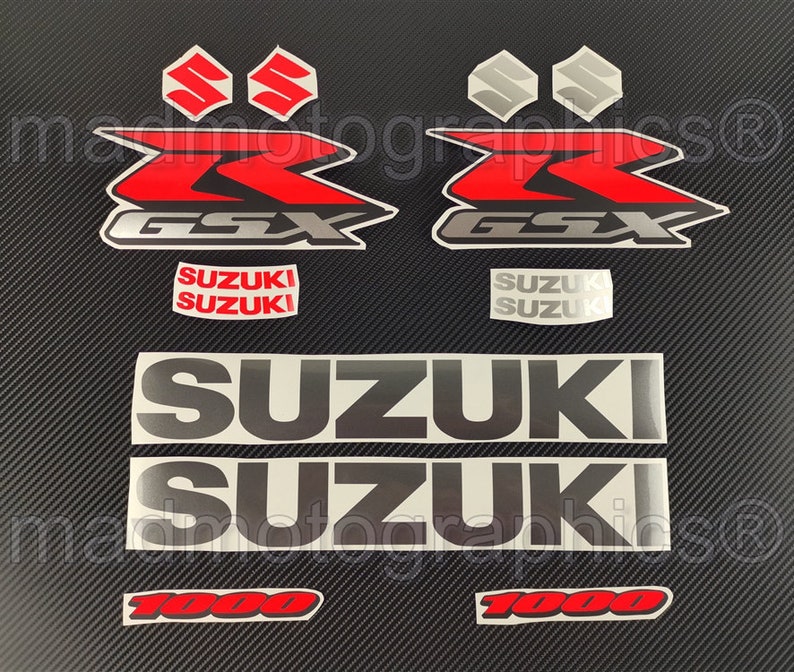 Suzuki GSX-R 600 750 1000 Fairing Motorcycle Stickers decals set graphics package for gsxr Fluorescent Neon Red image