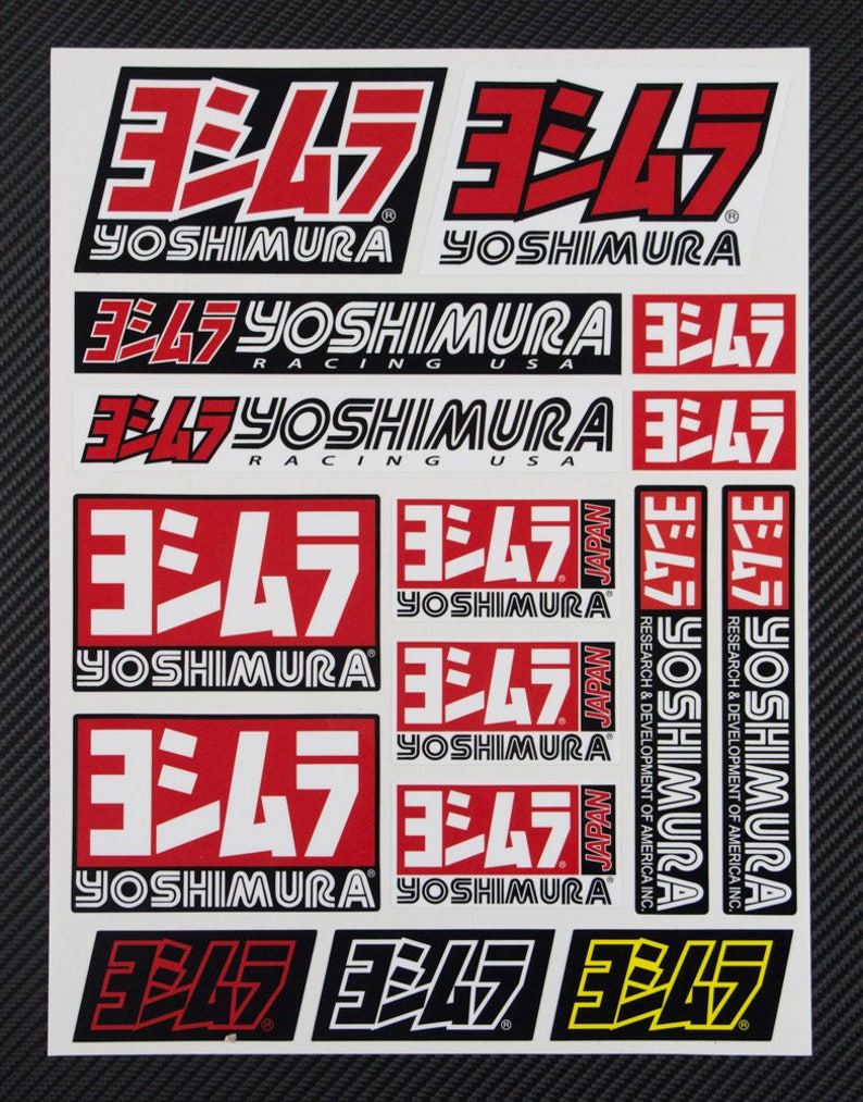 Yoshimura sponsor bike sticker labels fairing tank decals Honda Kawasaki Yamaha motorcycle Laminated image