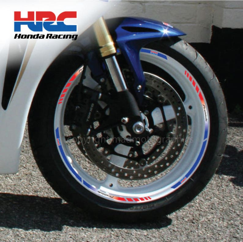 Honda Hrc Motorcycle Wheel Stickers Set Decals Rim Stripes Etsy