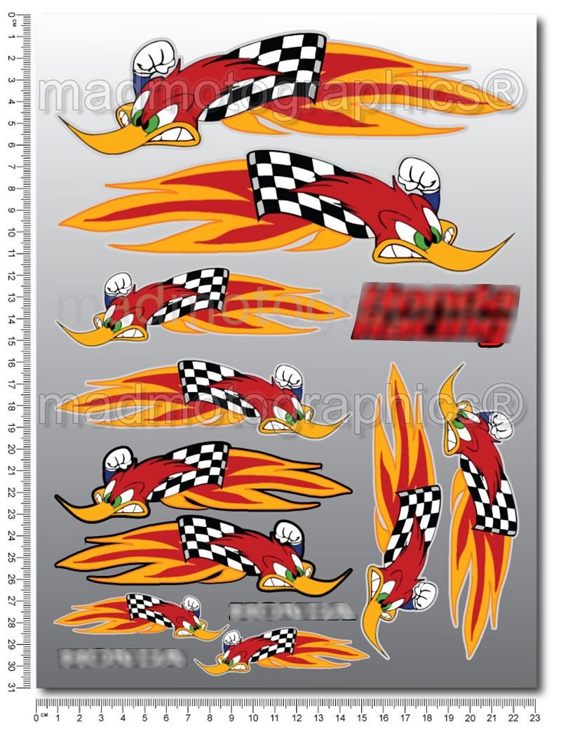 Woody Woodpecker Honda Racing Motorcycle Stickers Fairing Etsy