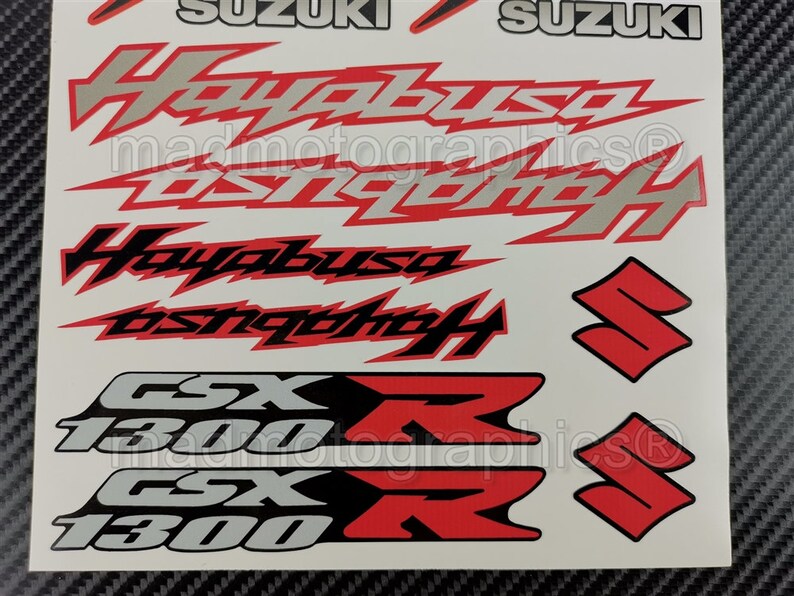 Suzuki GSX-R 1300 Hayabusa 2 parts sticker labels set fairing bike tank decals motorbike gsxr 1300 Laminated image