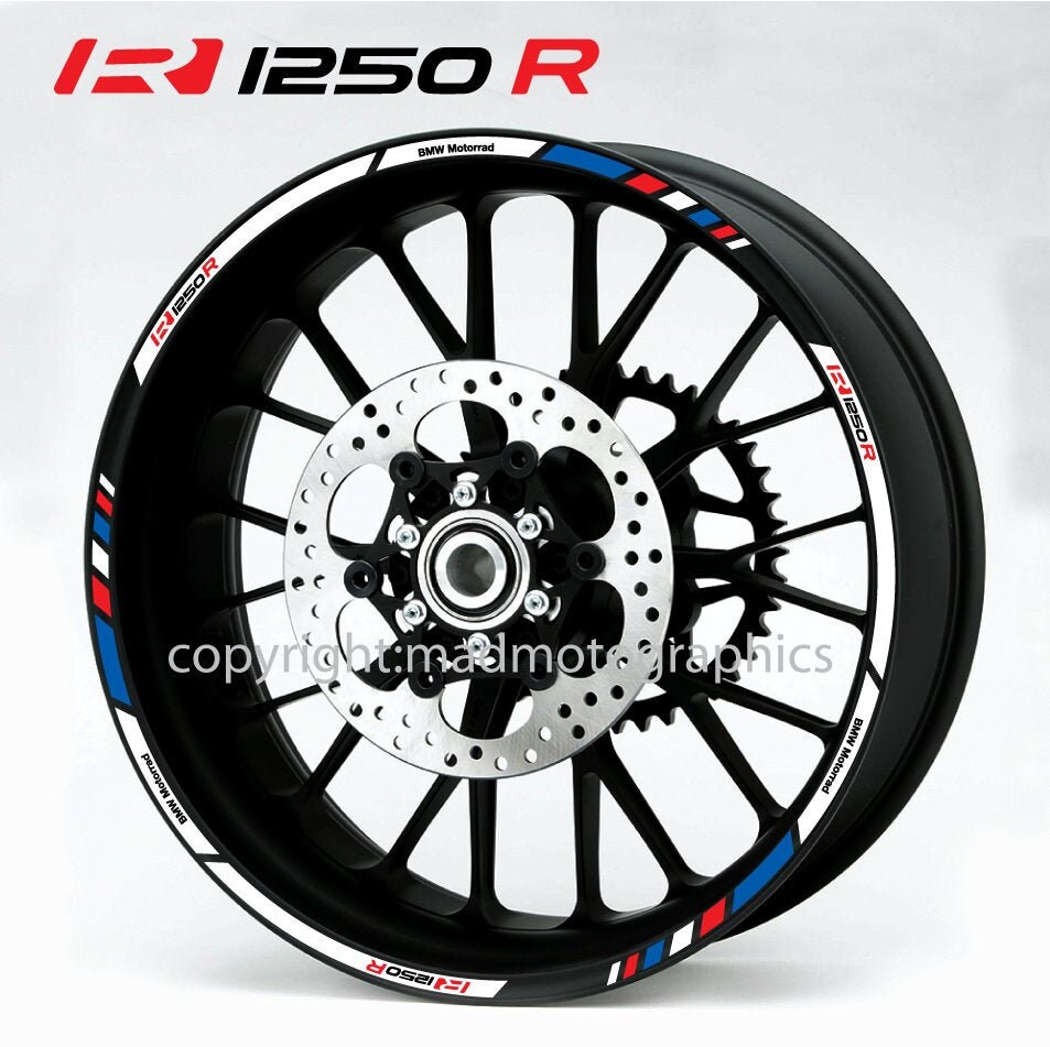 BMW R1250R motorcycle wheel stickers set decals rim stripes Etsy