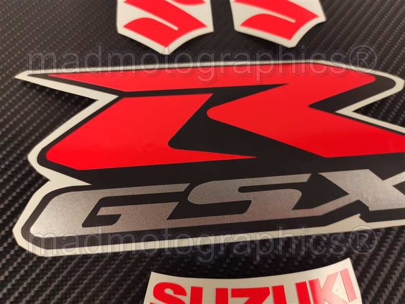 Suzuki GSX-R 600 750 1000 Fairing Motorcycle Stickers decals set graphics package for gsxr Fluorescent Neon Red image