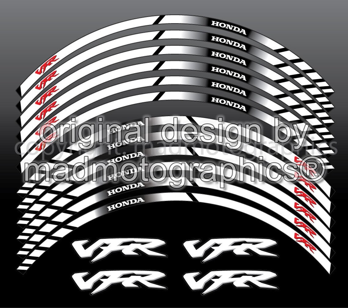 Honda VFR 800 1000 motorcycle wheel stickers set decals rim Etsy