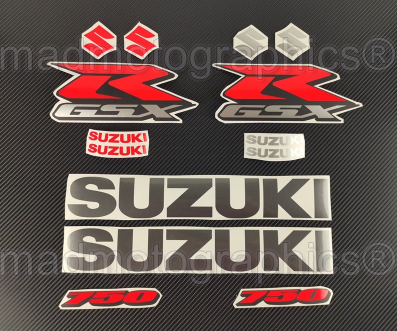 Suzuki GSX-R 600 750 1000 Fairing Motorcycle Stickers decals set graphics package for gsxr Fluorescent Neon Red image