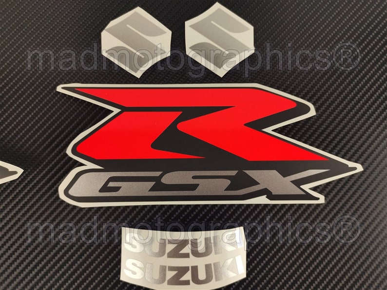 Suzuki GSX-R 600 750 1000 Fairing Motorcycle Stickers decals set graphics package for gsxr Fluorescent Neon Red image