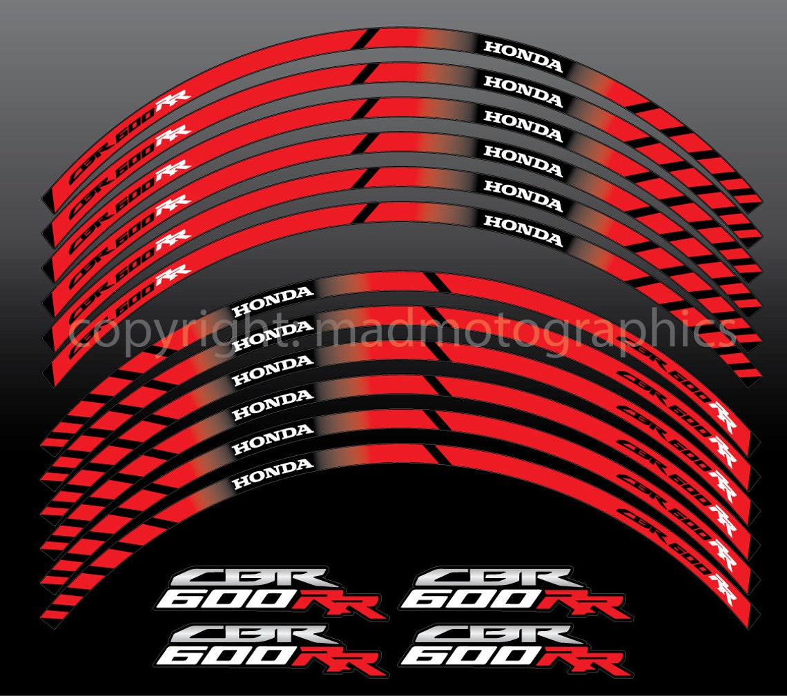 Honda CBR600RR motorcycle wheel stickers set decals rim Etsy