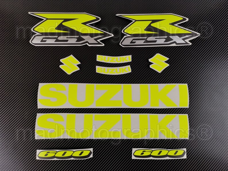 Suzuki GSX-R 600 750 1000 Fairing Bike Stickers decals set graphics set for gsxr Fluorescent Neon Yellow item image