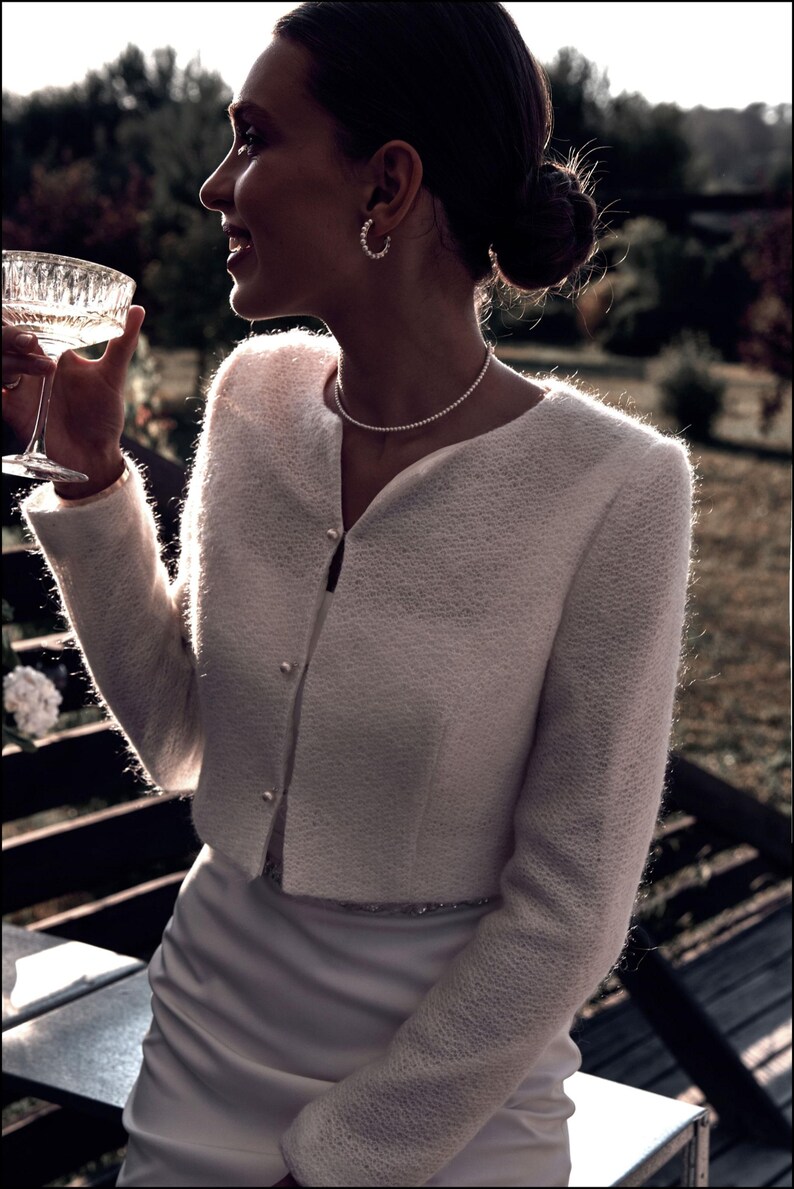 Bridal Wool Coat, Wedding Jacket for Bride, Warm Mohair Coat, Wool Cardigan for Wedding, Knitted