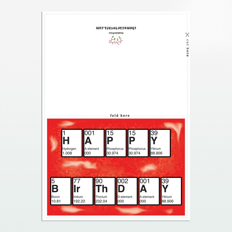 Periodic Table Happy Birthday Card Downloadable Chemistry - Etsy