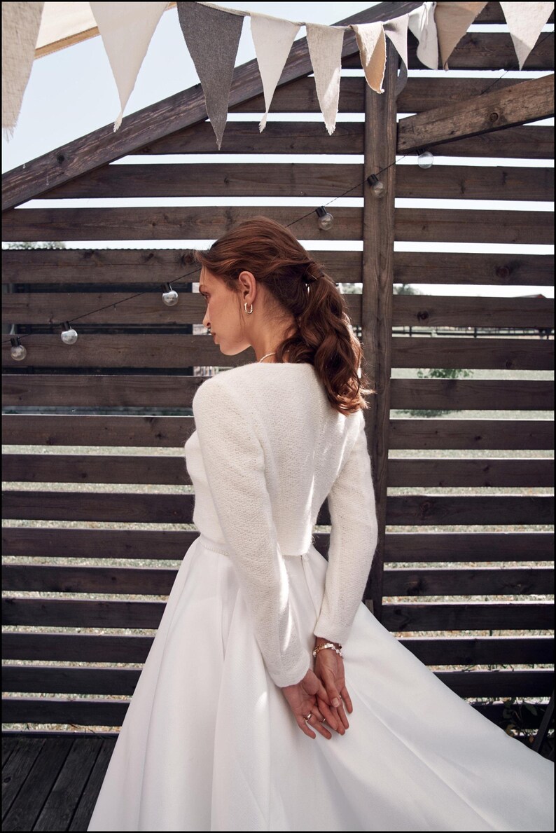 Bridal Wool Coat, Wedding Jacket for Bride, Warm Mohair Coat, Wool Cardigan for Wedding, Knitted