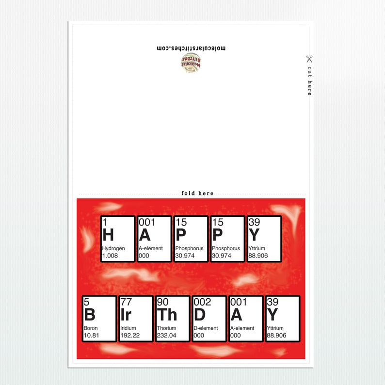 Periodic table happy birthday card downloadable chemistry | Etsy