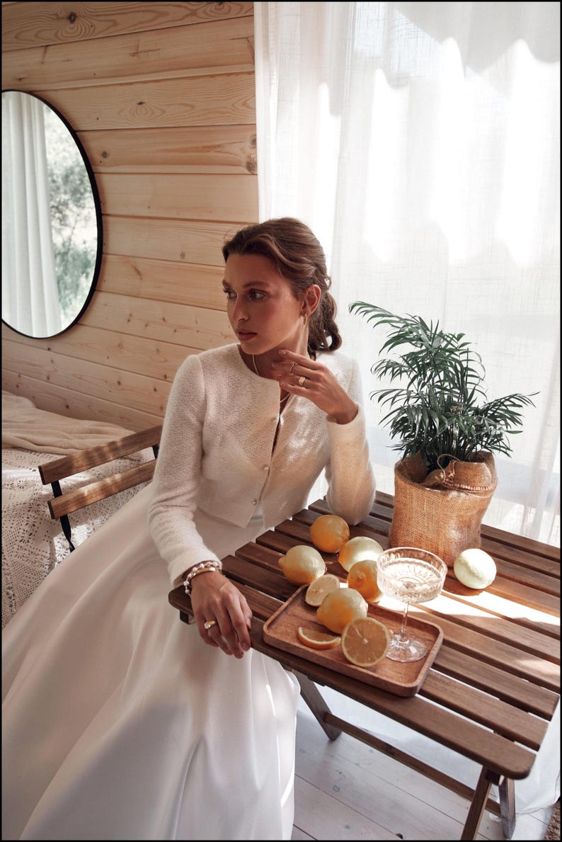 Bridal Wool Coat, Wedding Jacket for Bride, Warm Mohair Coat, Wool Cardigan for Wedding, Knitted