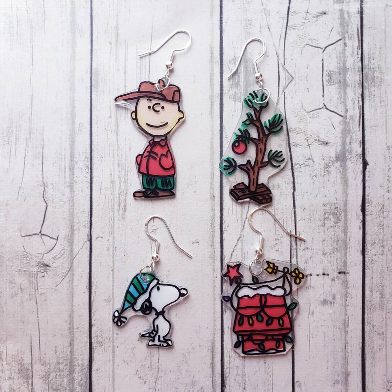 Charlie Brown Christmas earring set. Snoopy earrings. Charlie Etsy
