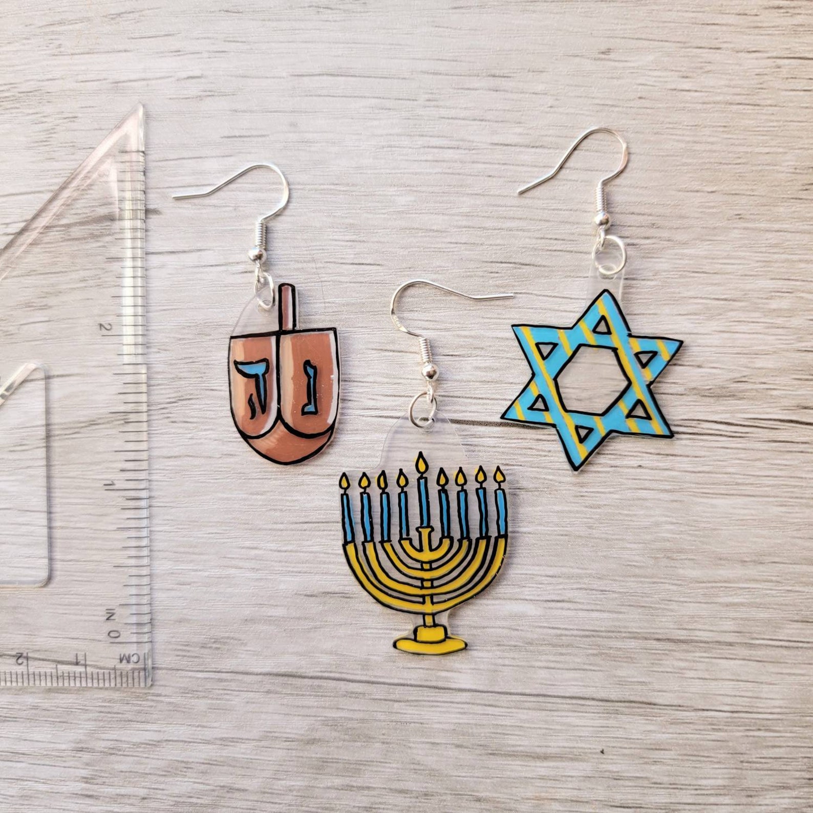 Hanukka Earrings. Menorah Earrings. Dreidel Earrings. Star of Etsy