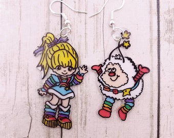 Rainbow Brite and Twink earring set. 80s cartoon earrings.