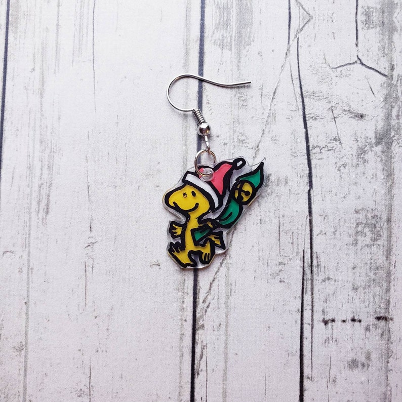 Snoopy and Woodstock Winter Earrings. Charlie Brown Christmas Etsy