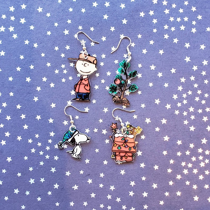 Charlie Brown Christmas earring set. Snoopy earrings. Charlie Etsy