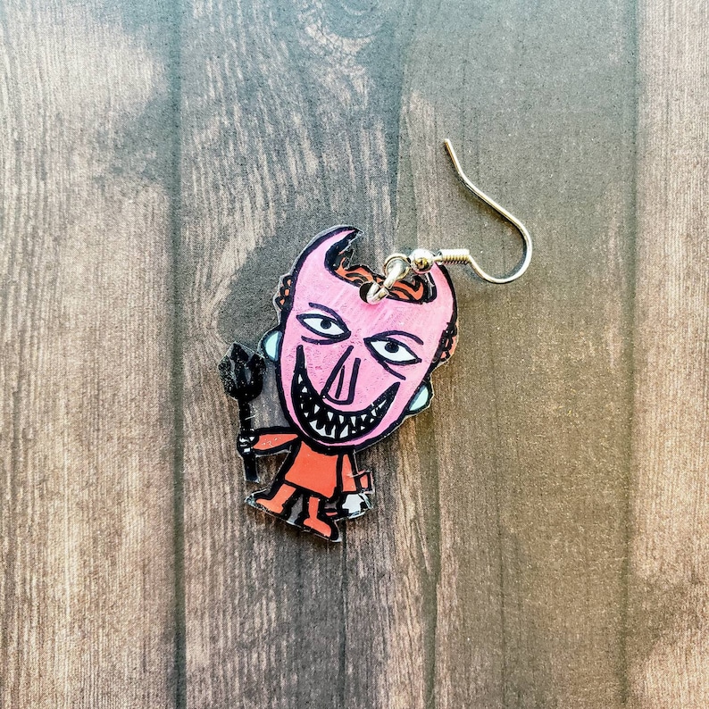 Shrinky dink earrings. Lock Shock and Barrel earring set Oogie boogie henchmen Halloween earrings Nightmare before Christmas earrings