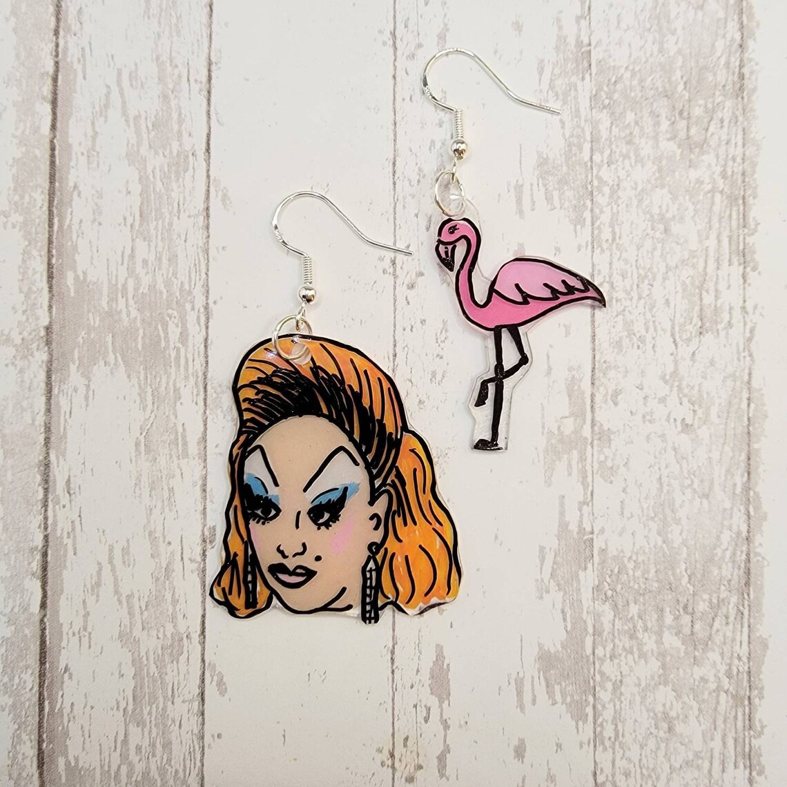 Divine Pink Flamingo earrings. Etsy