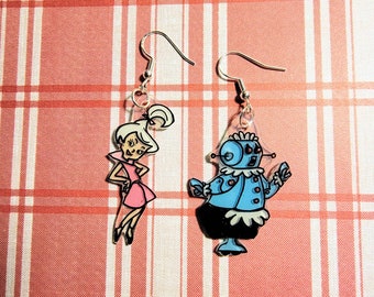 Jetsons earrings. Judy Jetson and Rosie the Robot earrings.