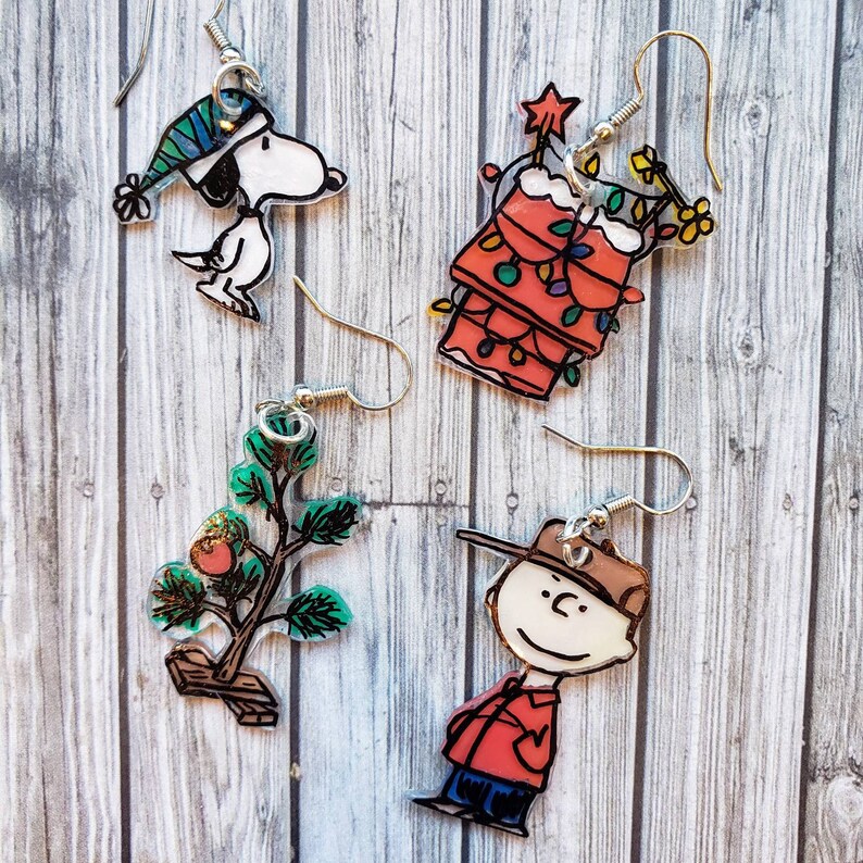 Charlie Brown Christmas earring set. Snoopy earrings. Charlie Etsy