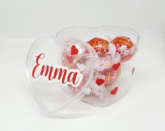 Frasco de corazón / Día de San Valentín / Soporte de caramelo / Regalo / Personalizado / Regalo para niños