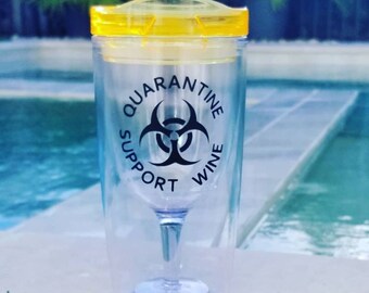 Cuarentena Apoyo Vino/Funny Wine Glass/Wine Tumbler
