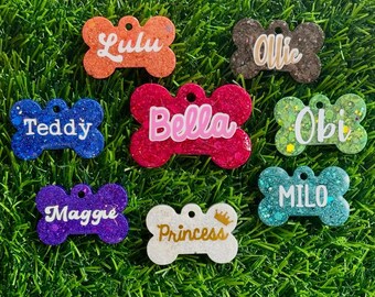 Placa de identificación personalizada de resina con purpurina