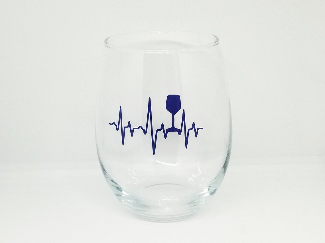 Heart Beat Wine Glass / Wine Lover Heartbeat / Pulse / Wine Etsy