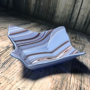 Blue and purple fused glass bowl