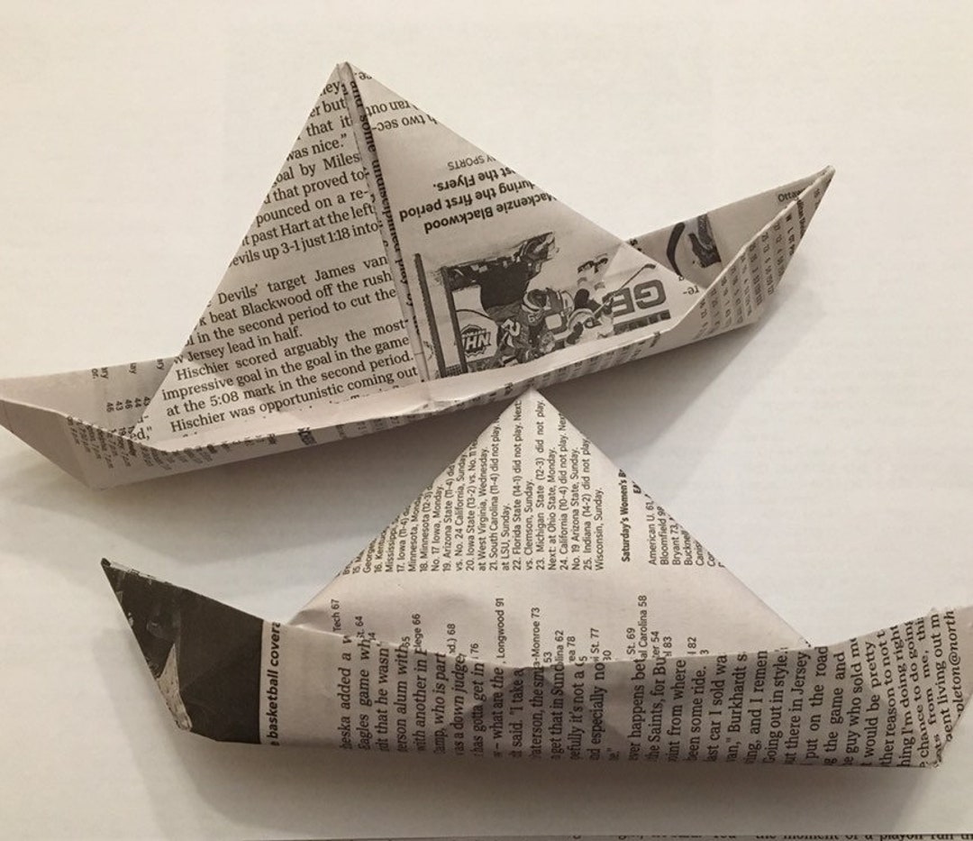 Newsprint Tall Sail Paper Boat Paper Boat Company Etsy