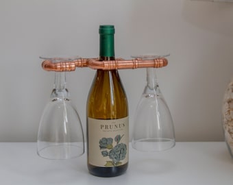 Copper Pipe Wine Glass Caddy