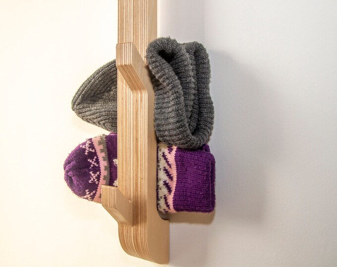 Vertical Coat Rack 4 Hooks Modern Space Saving Design Made From Birch