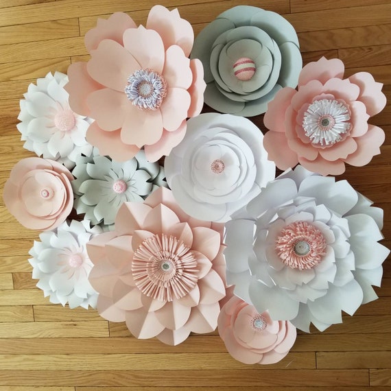 nursery paper flowers paper flowers paper flower backdrop wedding backdrop nursery wall art set of 11 paper flower backdrop wedding