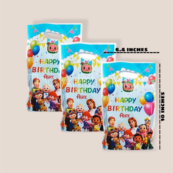 12 PSC Custom Treat Bags  Toddler Birthday Party PERSONALIZE Cocomelon Party Bags  Favor Bags ADD Kid's Name