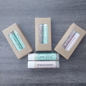 All Natural Cocoa Butter Lip Balm with essential oils Vanilla or Peppermint Moisturizing Nourishing great for winter dry chapped lips Simple