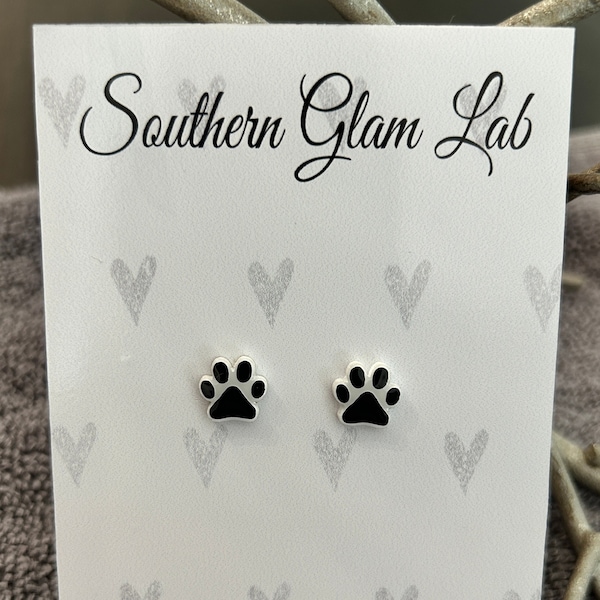 Paw Print Stud Earrings, Titanium Post, Hypoallergenic, Paw Earrings, Sensitive Ears, Dog, Cat