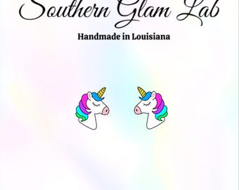 Unicorn Stud Earrings, Titanium Post, Hypoallergenic, Unicorn Earrings, Sensitive Ears