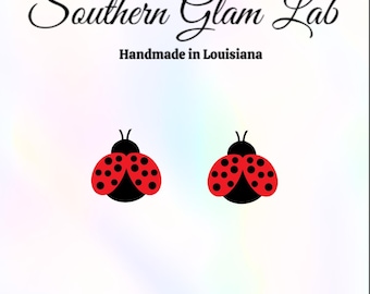 Ladybug Stud Earrings, Titanium Post, Hypoallergenic, Lady Bug Earrings, Sensitive Ears