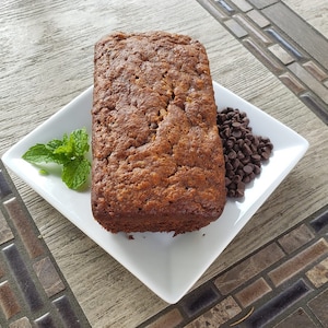 2 Gluten Free Mint Chocolate Chip  Banana Bread – Vegan or Regular –  Sugar Free, Less Sugar, Allergy-Friendly, No Preservatives, Dye Free