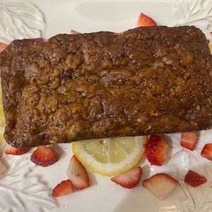 2 Gluten Free, Strawberry Lemon Banana Bread – Vegan or Regular – Less Sugar, Sugar-Free, Dairy Free, Peanut Free, Soy Free, Dye Free