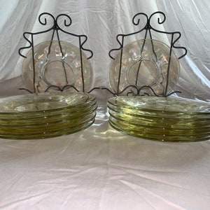 Twelve Vintage Yellow Iridescent Depression/Carnival Glass 7.5&quot; Bread or Dessert Plates