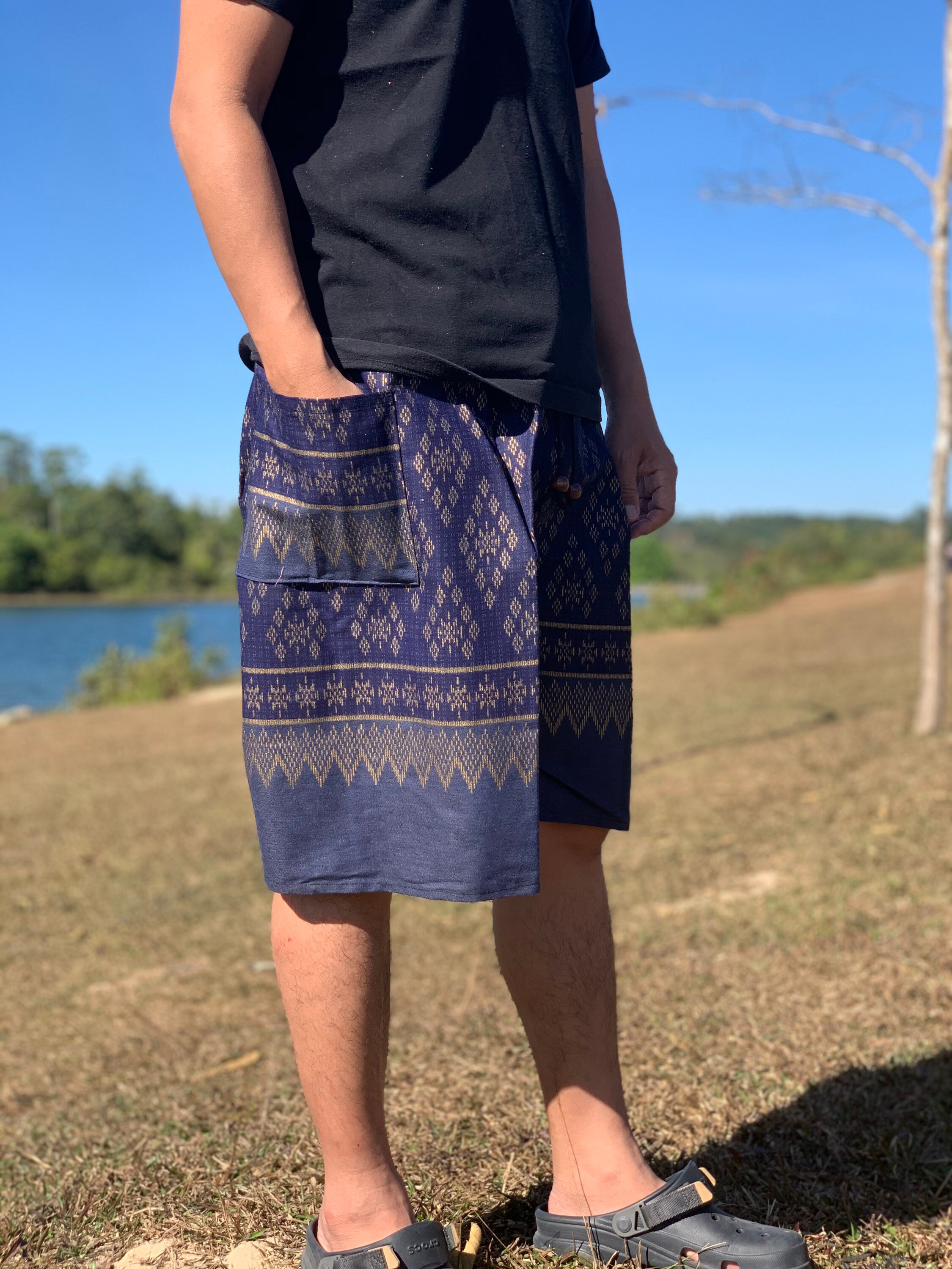 Navy Blue Hippie Shorts Men Mens 
