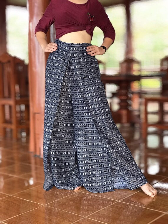 Pantalones hippies negros mujer hippie boho pierna abierta | Etsy México