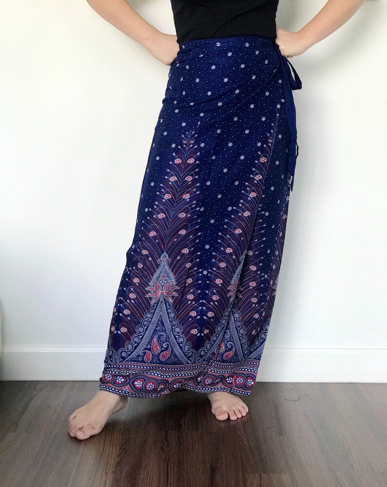 Thai Woman Skirts/long Skirts/blue Peacock Skirts/boho Etsy