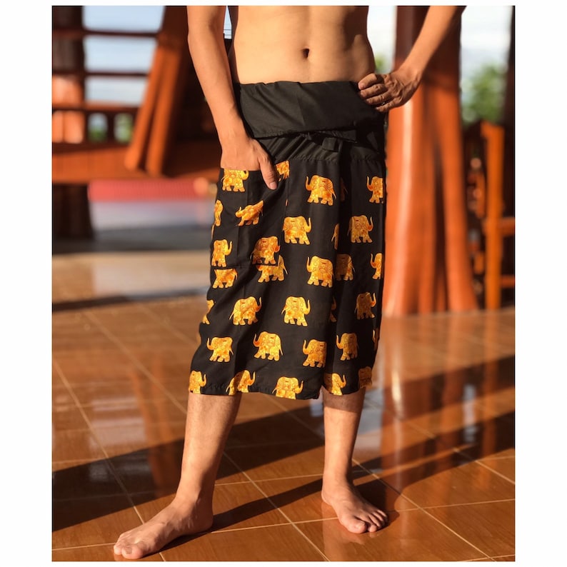 Fisherman pants Mens Hippie Shorts Thai Fisherman shorts Festival Shorts Mens Bohemian Shorts Mens Festival Shorts Boho clothing
